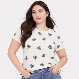 Torrid Ivory Ribcage Heart Crew Tee